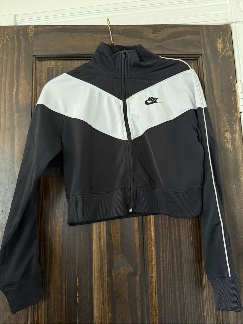 Nike Black and White Zip-Up Sweater